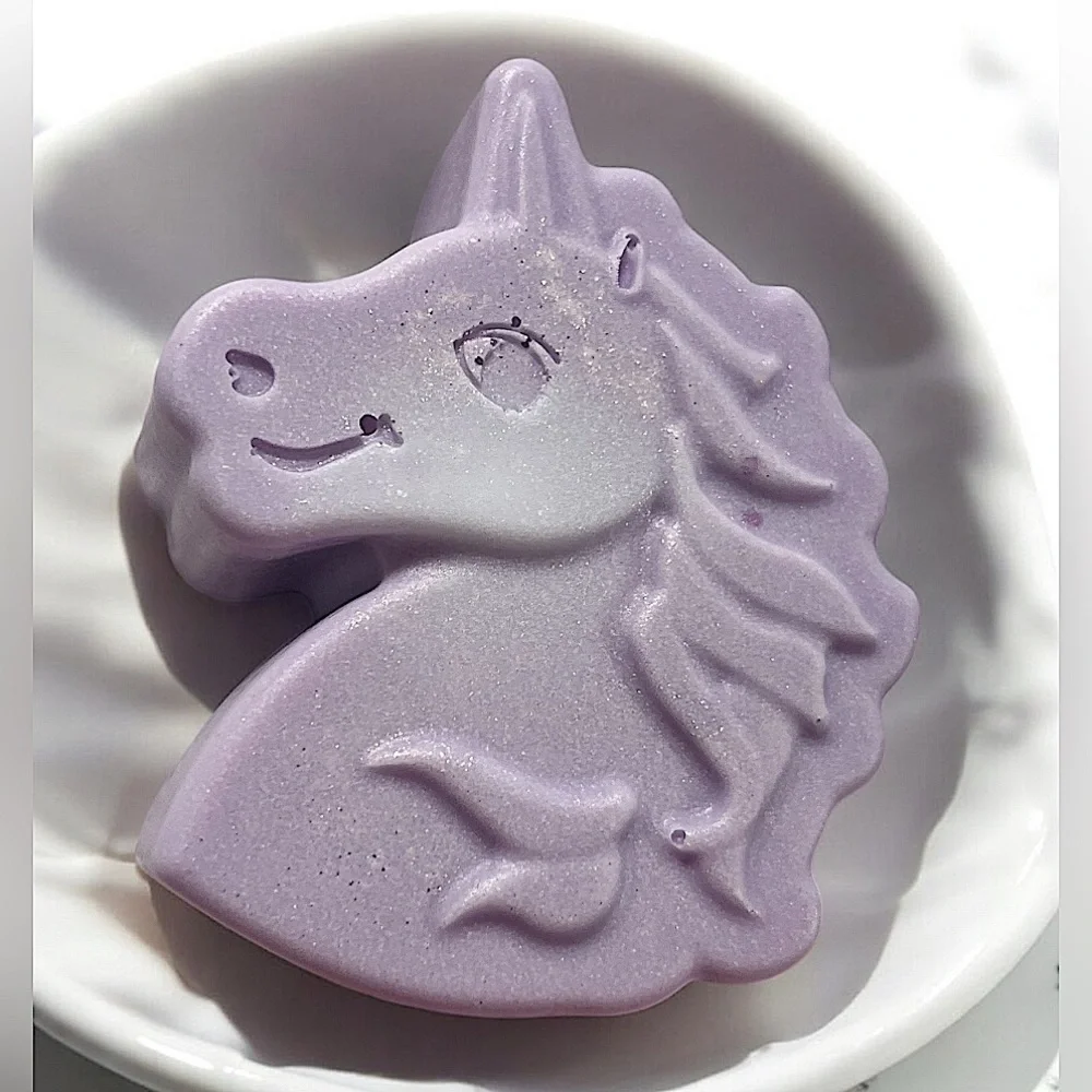 Lavender & mint shimmer soap handmade Purple Unicorn 3x2in 6oz shea butter based